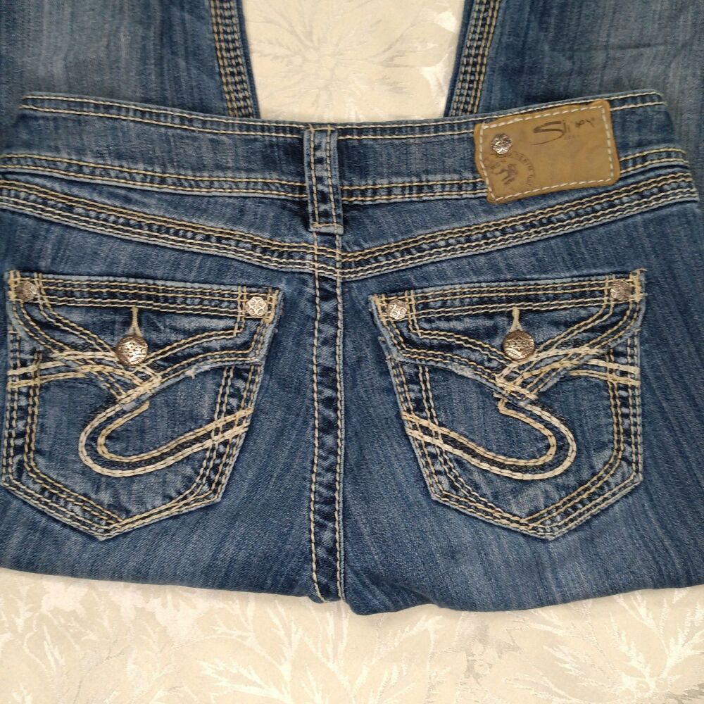 Silver Jeans Co Suki 17" Surplus Womens W26 x L35 Lowrise Bootcut Stretchy Blue